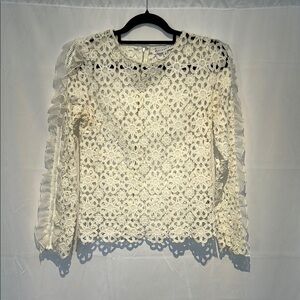 Endless Rose Cream Embellished Ruffled Blouse